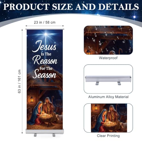 Ceenna 63" x 23.6" Christmas Nativity Retractable Banner with Bag - style: Christmas Nativity