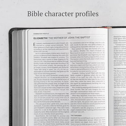 CSB Everyday Study Bible, Black LeatherTouch, Black Letter, Study Notes, Illustrations, Aricles, Easy-to-Carry, Easy-to-Read Bible Serif Type