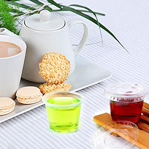 200-1oz Clear Polypropylene Small Plastic Containers | cups | with lids - size: Small (Pack of 1)