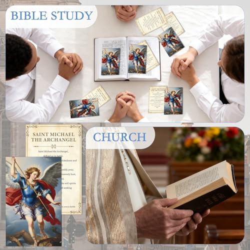 Saint Michael Catholic Prayer Cards 240 Pcs St Michael Holy Prayer Cards Gifts Scripture Religious Tracts Inspirational Christian Gift for Women Men Sunday School Bible Study 4 x 2.6 inches - style: Saint Michael