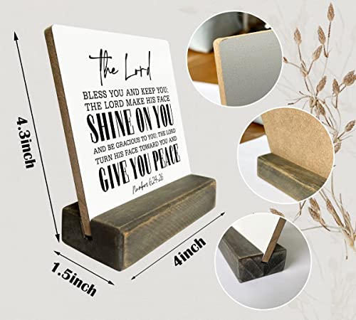 Christian Quote Wood Plaque - Numbers 6:24-26 - The Lord Bless You And Keep You, Wooden Stand, Bible Verse Gift, Religious Home Decor - color: Numbers 6:24-26 01