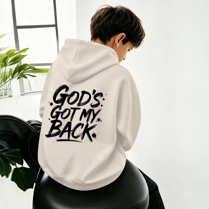 Boys Christian Inspirational Faith Graphic Pullover Hoodie - color: Apricot, size: 13-14 Years