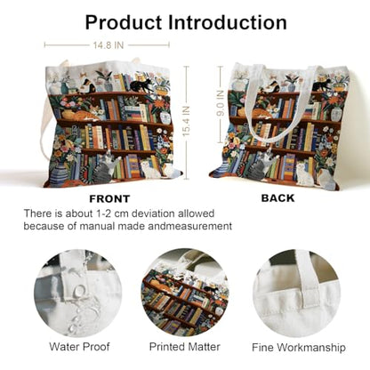 Book Canvas Bag, Read Tote Bag, Inspirational Canvas Bag. - color: White Read Inspirational-07