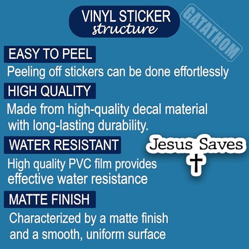 (3Pcs) Jesus Saves Cross Sticker Christian Religious Faith Stickers, Waterproof Vinyl Decals for Laptop Tumbler Water Bottle Scrapbook, 3" X 1.2" - color: Jesus Saves