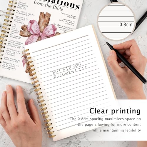 ETVISO Pink Bow Spiral Bible Notebook for Note Taking, Affirmations from the Bible Christian Gifts for Women Girls, Bible Study Supplies Journal, Cute Preppy Hardcover Spiral Notebooks 5.5 x 8.3 - color: 01-Bible(Affirmations from the Bible)