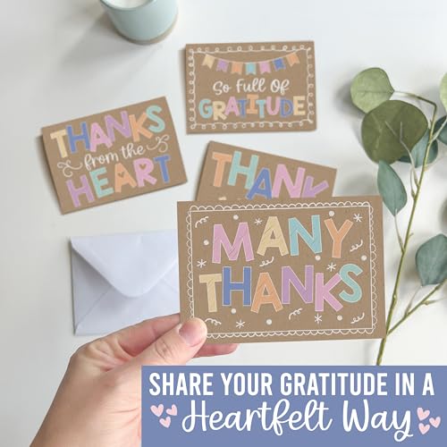 54 Bulk Thank You Cards with Envelopes Blank Cute Thank You Cards - style: Kraft Colorful 54 pcs