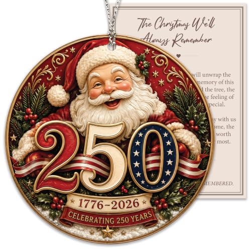Christmas Decorations - Christmas Ornaments - 250 Anniversary USA Merchandise - Christmas Ornament 2026 – Christmas Decoration for Home, Stocking Stuffers - Gifts for Family Mom Dad Friends Coworker - color: 250yrs10