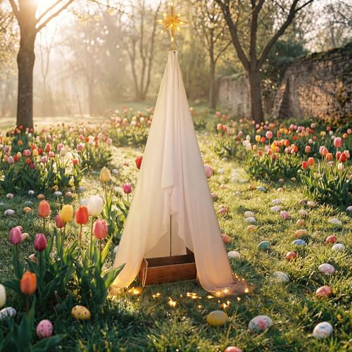 AceOrbit Easter Lighted Nativity Scene 5.58ft Bethlehem Star Church
