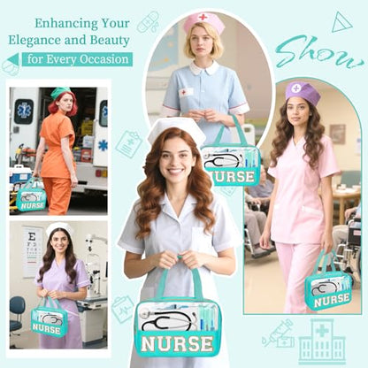 Nurses Week Gifts Chenille Letter NURSE Makeup Bag for Women,Preppy Nurse Cosmetic Pouch Zipper with Handle Nurse Essentials Bag for Work Supplies,Medical Assistant Bag Nursing Students(NURSE-Green) - color: NURSE-Green