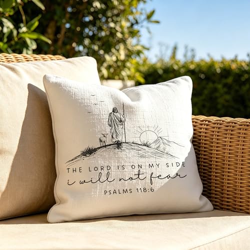 Christian Psalms 118:6 Pillow Cover 18x18 - color: White-bible