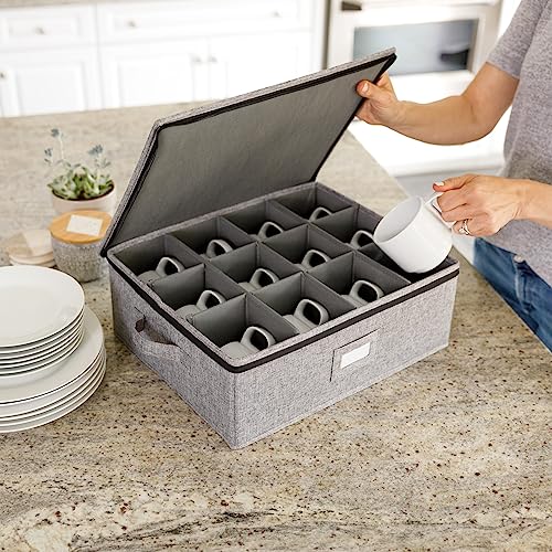 Stack Store Plus More China Storage Set for Plates, Cups and Mugs - 5 pc set - Hard Shell and Stackable, Fully Padded Interior, 48 Plate Dividers Included - style: Cup + Plate Storage
