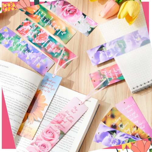 Skyygemm 100 Pcs Bible Verses Bookmarks Inspirational Scripture Flower