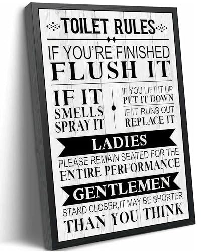 HSHFKLH Funny Toilet Rules Quotes Poster Wall Art 16x24in Unframed - color: Toilet rules-poster, size: 24"L x 16"W