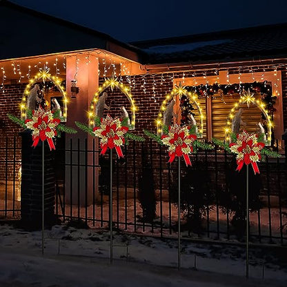 Moukeren 2 Pcs 3.5ft Nativity Scene Outdoor Light up Yard Stakes, Rustic - style: Rustic