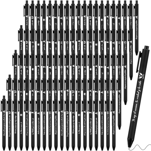 Sayglossy 100 Pcs Christian Spanish Ballpoint Pen Relgious Gift, Black - color: Black