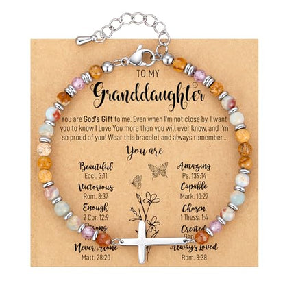 Crystal Cross Bracelet for Women Teen Girls Christmas Birthday Gifts - style: Granddaughter