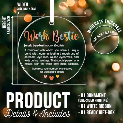 ZAGKOO Work Besties Gifts for Women, Work Friends - Coworker Ornament, Christmas Coworkers Gifts, White Elephant, Secret Santa Office Ideas for Co Workers - Acrylic Ornament 2026 - color: Work Bestie 2026