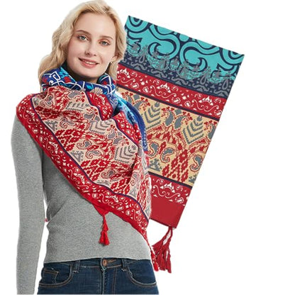 Yeieeo Boho Scarf for Women Lightweight Floral Printed Scarf Fall Winter Fashion Fringed Shawl - color: Floral 24