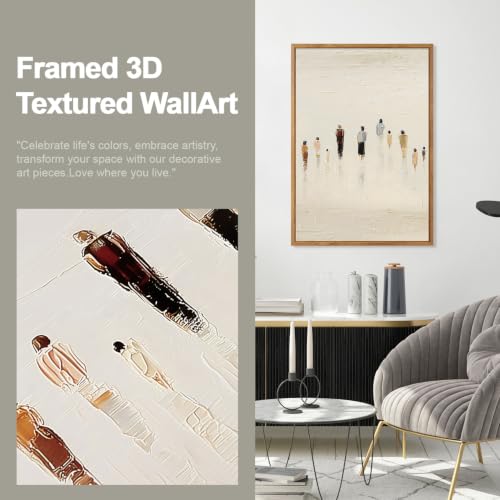 CHDITB 3D Textured Human Silhouette Wall Art,Earthy Tone Crowd Figure Decor - color: 3D minimalist crowd figure wall art (large), size: 24"L x 36"W