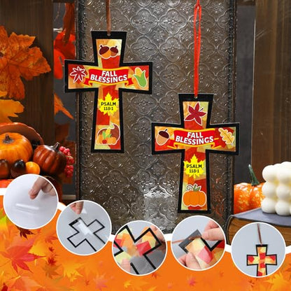 Chiisong 24 Sets Fall Blessings Crafts Fall Harvest Religious Crafts - style: Fall Blessings