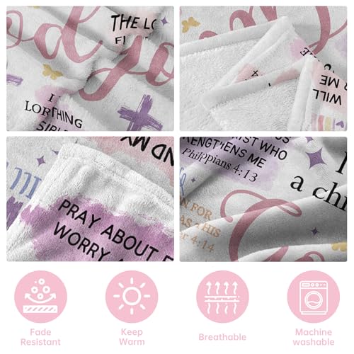 Baptism Gifts for Girl, Christian Blanket, Teen Girl Gifts Trendy Stuff - color: Purple, size: 80*60IN