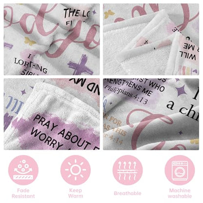 Baptism Gifts for Girl, Christian Blanket, Teen Girl Gifts Trendy Stuff - color: Purple, size: 80*60IN