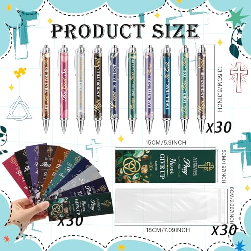 30 Sets Christian Bible Verse Pens Gifts Bulk Pens Bookmarks Religious Favors Prayers Christian Women Gifts Bulk Church Items Scripture Black Ink Ballpoint Stylus Pen(Vintage Style) - style: Vintage Style