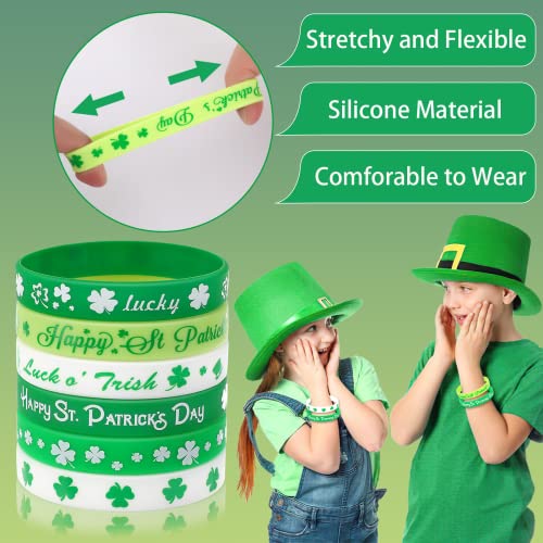 42pcs St. Patrick's Day Silicone Bracelets, Green Shamrock Rubber Wristband - style: St. Patrick's Day Style