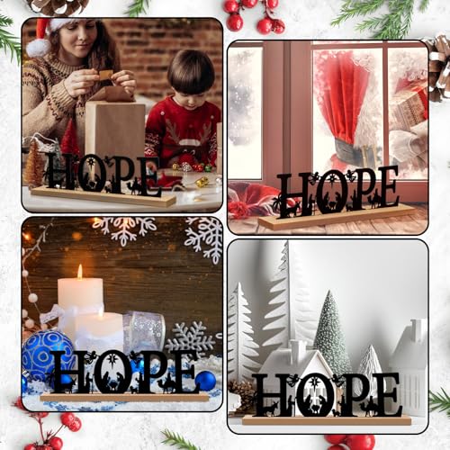 Pinkunn Metal Nativity Scene, Black Christmas Nativity Set for Desktop - style: Hope