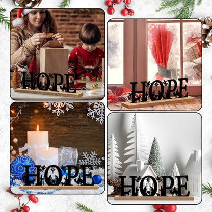 Pinkunn Metal Nativity Scene, Black Christmas Nativity Set for Desktop - style: Hope