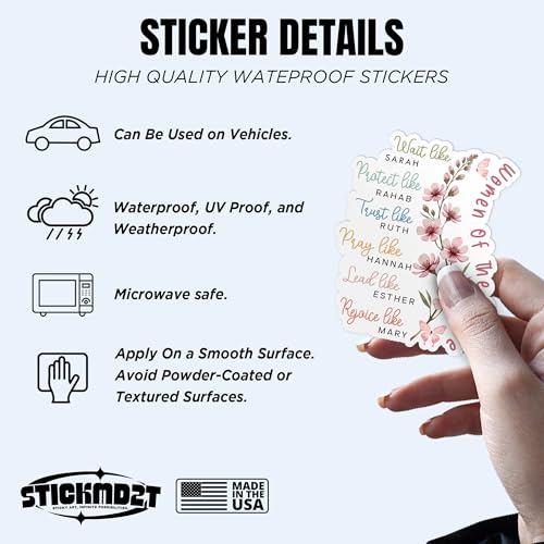 (3Pcs-3") Women of The Bible Sticker Books and Flowers Christian Faith Religious Bible Verse Waterproof Vinyl Sticker Laptop, Water Bottles, Phone Merchandise Decor Decal Gifts for Her Him 3 Inches - size: 3x3