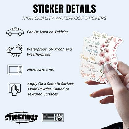 (3Pcs-3") Women of The Bible Sticker Books and Flowers Christian Faith Religious Bible Verse Waterproof Vinyl Sticker Laptop, Water Bottles, Phone Merchandise Decor Decal Gifts for Her Him 3 Inches - size: 3x3