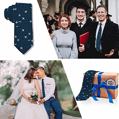 Black Dots Men's Neckties Retro Classic Circle Geometry Men's Tie for Mens Teens Business Work Casual Wedding Party - color: Aircraft