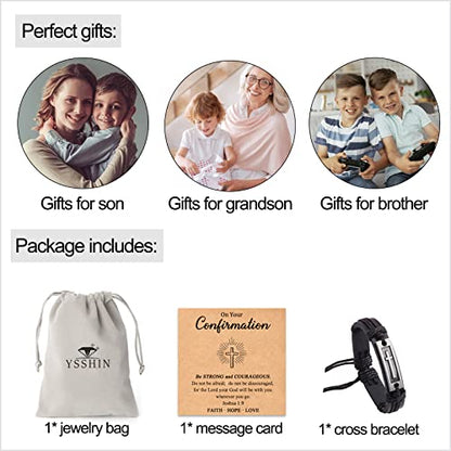 Cross Bracelets First Communion Gifts, Confirmation Gifts, Christening Gifts, Baptism Gifts for Teenage Boys - style: Confirmation_Cross-1