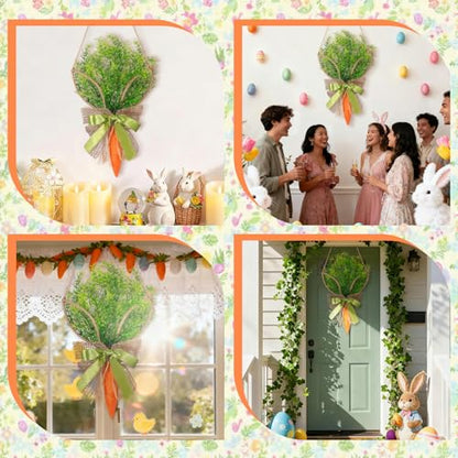 Cinnvoice Easter Carrot Wreath Artificial Front Door Wreath - style: Easter Carrot