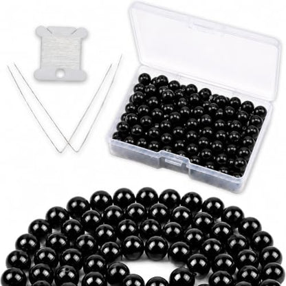Cherry Tree Collection 100PCS 6mm Black Obsidian Round Bead Craft Kit - color: black obsidian, size: 6mm