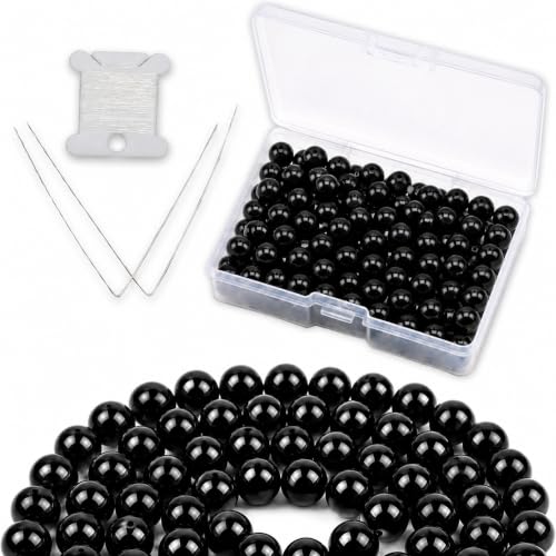 Cherry Tree Collection 100PCS 6mm Black Obsidian Round Bead Craft Kit - color: black obsidian, size: 6mm