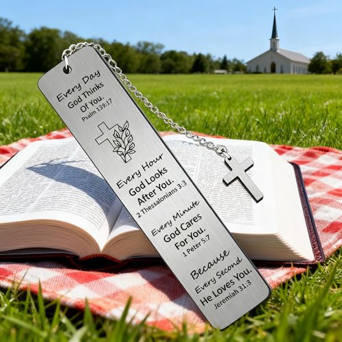 Bible Verse Bookmark with Cross Charm - Christian Gifts for Women Men - Inspirational Religious Gift for Baptism, First Communion, Graduation - Every Day God Thinks of You - style: BM027 Psalm 139:17 Every Day God Thinks of You
