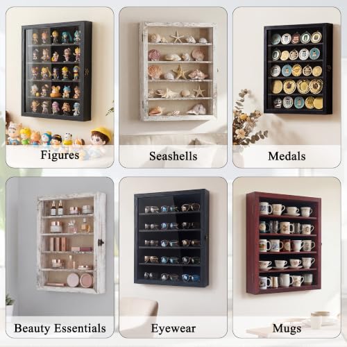 GMFrames 11x14 Wooden Shadow Box Frame with Removable Shelves Deep Display Case for Military Medals Keepsakes Black - color: Black, size: 11x14