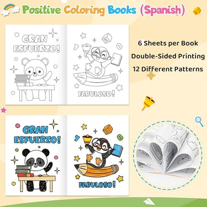 24Pcs Spanish Positive Coloring Books Motivational Color-in Pages - color: D-spanish Positive