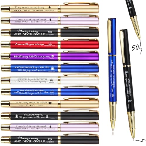 Fuutreo 50 Pcs Bible Verse Pens Bulk Christian Gifts Ballpoint