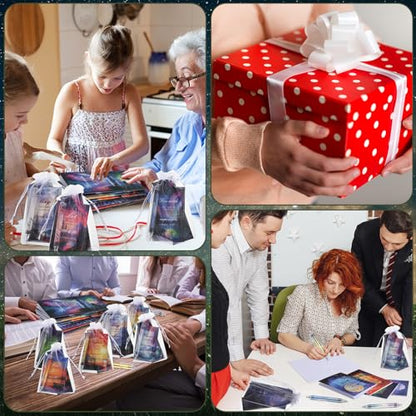 200 Pcs Christian Gift for Women Christian Accessories Include 50 Bible Verses Notebook 50 Church Bookmark 50 Ballpoint Pen Organza Bag Gift for Christmas Church Motivational (Landscape) - style: Landscape
