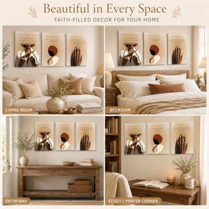 IEMIHZUM African American Girl Christian Wall Art Set of 3 16x24in - color: Canvas Scripture, size: 24L"X16W"