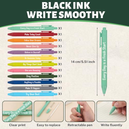 Sprial Notebooks with Pens Bulk, 24 Pack, 5.5 x 4.7 Inch, Colorful - color: Happy life [12 pcs]
