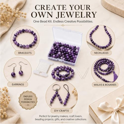 Cherry Tree Collection 100PCS 6mm Dogtooth Amethyst Round Bead Craft Kit - color: dogtooth amethyst, size: 6mm