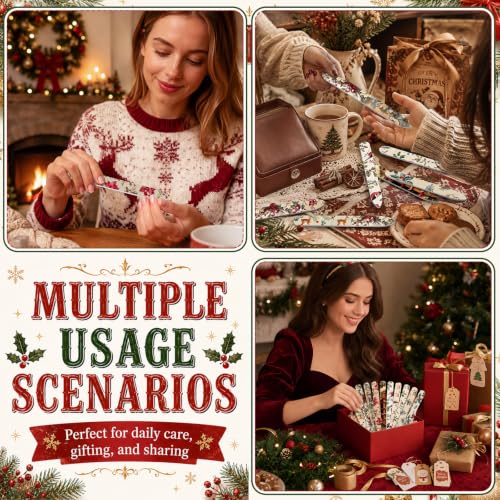 10 Pack Christmas Glass Nail File with Case Christmas Party Favor Gifts - style: Plant