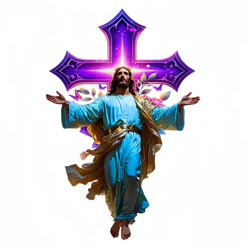 Prayer on The Cross of Jesus PVC Vinyl Car Decals Stickers Waterproof Self-Adhesive Decals for Cars, Laptops, Trucks, Motorcycles Wall Window Luggage Scratch Cover Door Decor Sticker