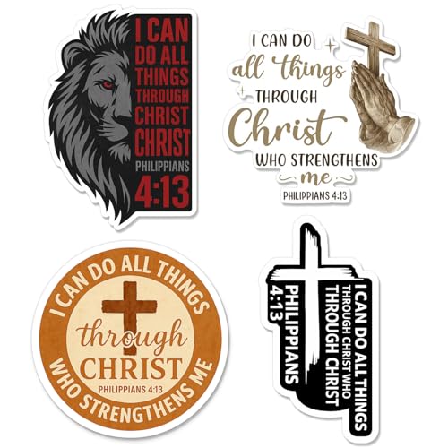 4 Pcs Christian Stickers - Bible Verse Waterproof Vinyl Decals - color: Bible Verse Christian Stickers