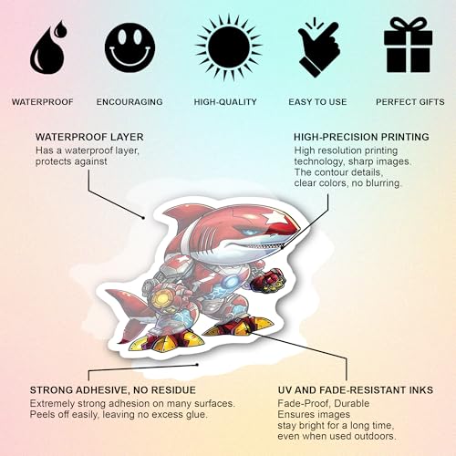 BEATRI Positive Shark Stickers 50Pcs Waterproof Vinyl Cool Shark Decor - color: Shark Stickers