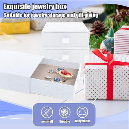 Jewelry Gift Box, 12-Pack Necklace Gift Box Drawer Jewelry Box Bangle Necklace Case For Earrings & Rings, Stylish Necklace Bracelet Organizer, 3.5 x 3.5 x 1.25 Inches (White) - color: White
